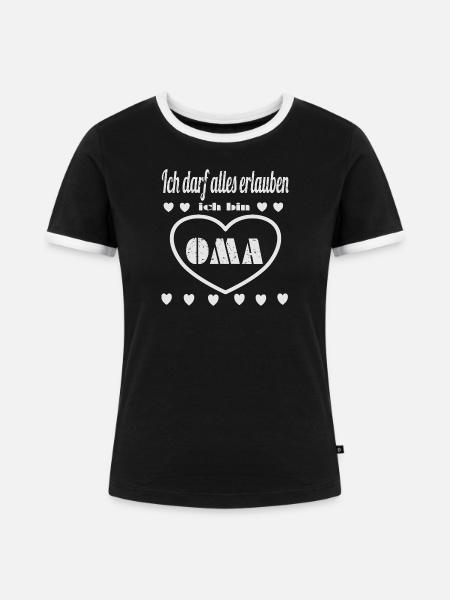 Herz Oma - Frauen Kontrast-T-Shirt - Schwarz/Weiß