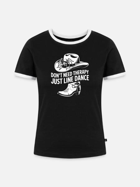 Line Dance Cowboy Statement - Frauen Kontrast-T-Shirt - Schwarz/Weiß