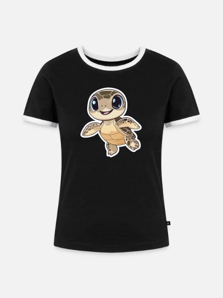 Schildkröte - Frauen Kontrast-T-Shirt - Schwarz/Weiß