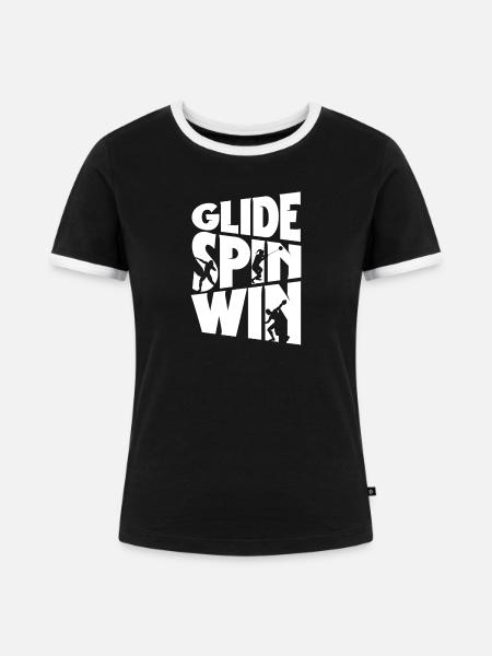 Kugelstoßen Kugelstoß Kugelstoßer Glide Spin Win - Frauen Kontrast-T-Shirt - Schwarz/Weiß