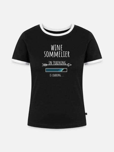 Wine Sommelier Geschenk Beruf Ausbildung - Frauen Kontrast-T-Shirt - Schwarz/Weiß