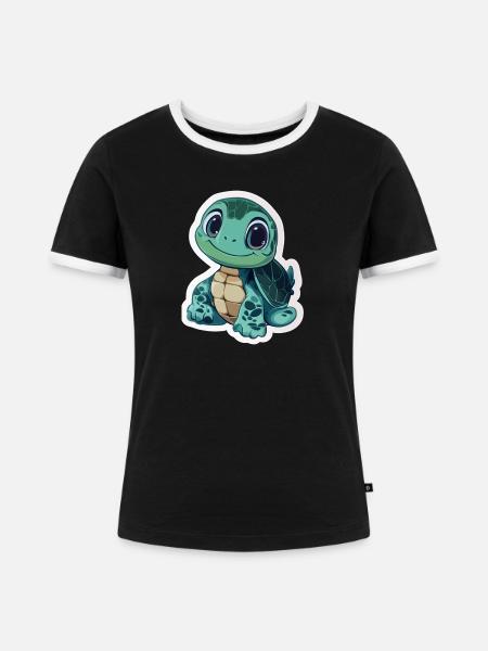 Schildkröte - Frauen Kontrast-T-Shirt - Schwarz/Weiß