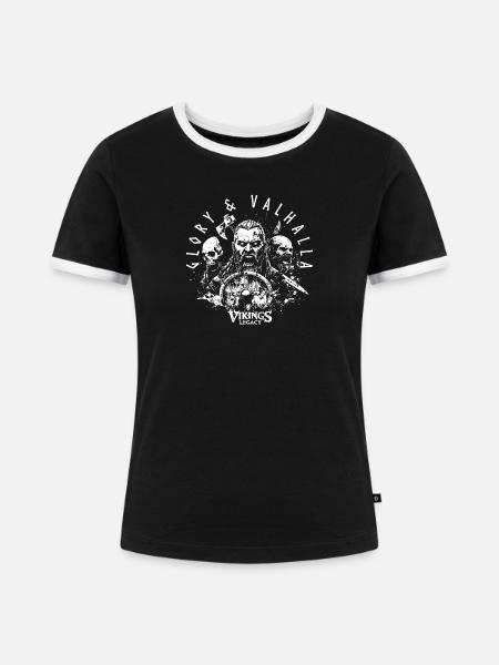 Glory & Valhalla - Frauen Kontrast-T-Shirt - Schwarz/Weiß