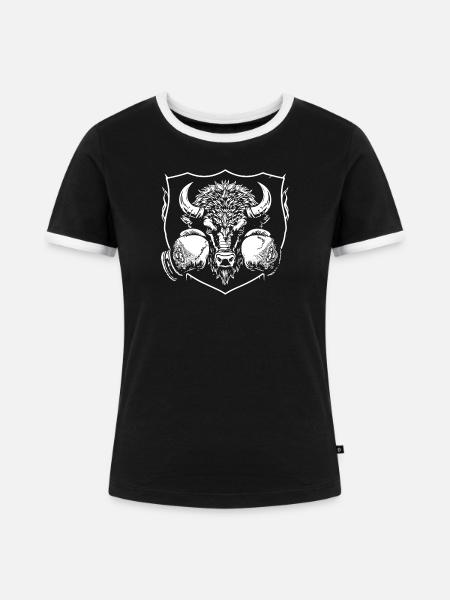 bison-boxer - Frauen Kontrast-T-Shirt - Schwarz/Weiß