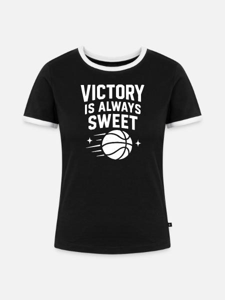 Streben nach dem Basketballsieg - Frauen Kontrast-T-Shirt - Schwarz/Weiß