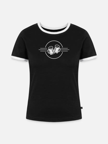 Bier Prost Bierglas - Frauen Kontrast-T-Shirt - Schwarz/Weiß
