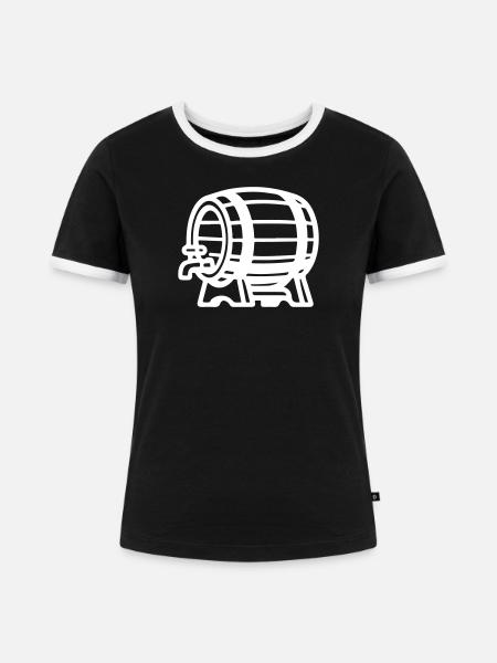 Bierfass Symbol Brauerei - Frauen Kontrast-T-Shirt - Schwarz/Weiß