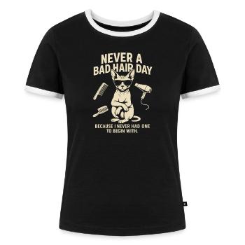 Niemals ein schlechter Haartag - Frauen Kontrast-T-Shirt - Schwarz/Weiß - Vorne - Selfina (174cm)
