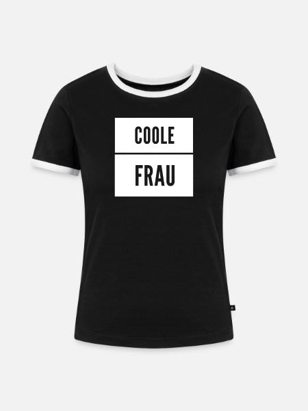 Coole Frau - Frauen Kontrast-T-Shirt - Schwarz/Weiß