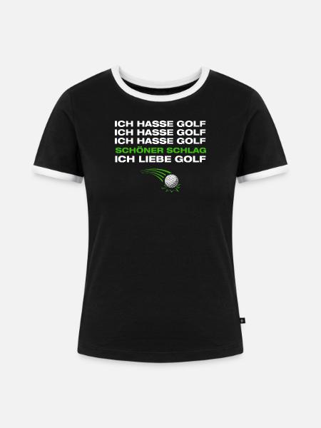 Ich liebe Golf Golfer Golfen - Frauen Kontrast-T-Shirt - Schwarz/Weiß