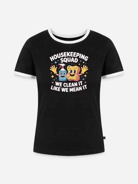 Lustiges Putzen Design - Frauen Kontrast-T-Shirt - Schwarz/Weiß