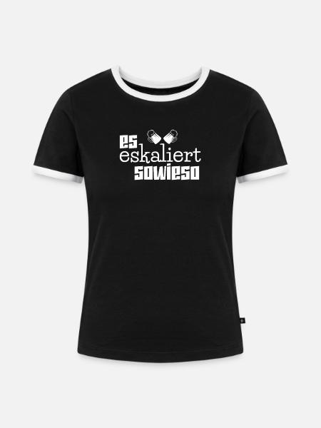 Dirndl Lederhosen Ersatz - Frauen Kontrast-T-Shirt - Schwarz/Weiß