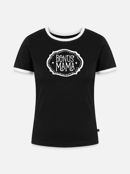 Bonusmama Stiefmama Stiefmutter Geschenk - Frauen Kontrast-T-Shirt - Schwarz/Weiß
