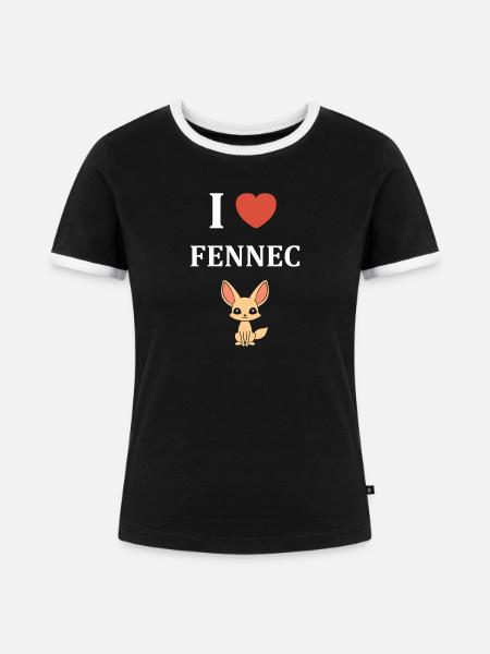 Ich liebe Fennec Cartoon - Frauen Kontrast-T-Shirt - Schwarz/Weiß