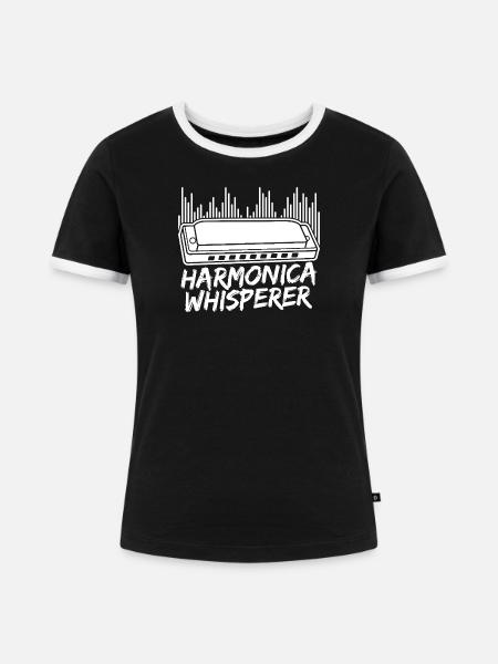 Harmonica Musican Whisperer Harmonica - Frauen Kontrast-T-Shirt - Schwarz/Weiß