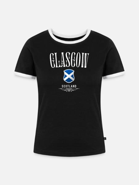 Glasgow Schottland, Souvenir Glasgow - Frauen Kontrast-T-Shirt - Schwarz/Weiß