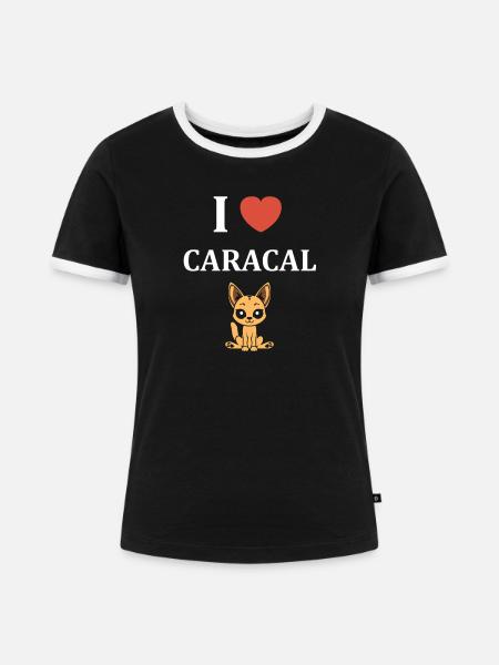 Ich liebe Caracal - Frauen Kontrast-T-Shirt - Schwarz/Weiß