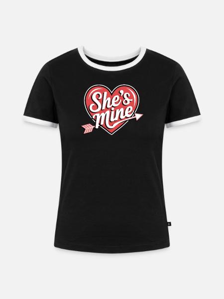 Sie gehört mir Herzpfeil - Frauen Kontrast-T-Shirt - Schwarz/Weiß