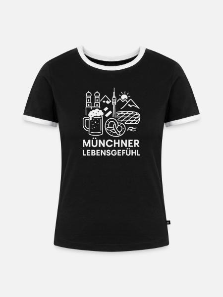 Münchner Lebensgefühl Motiv - Frauen Kontrast-T-Shirt - Schwarz/Weiß