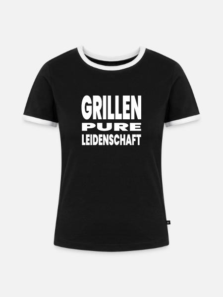Grillen - Frauen Kontrast-T-Shirt - Schwarz/Weiß