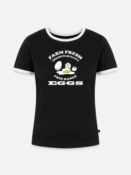 EGGS - Frauen Kontrast-T-Shirt - Schwarz/Weiß