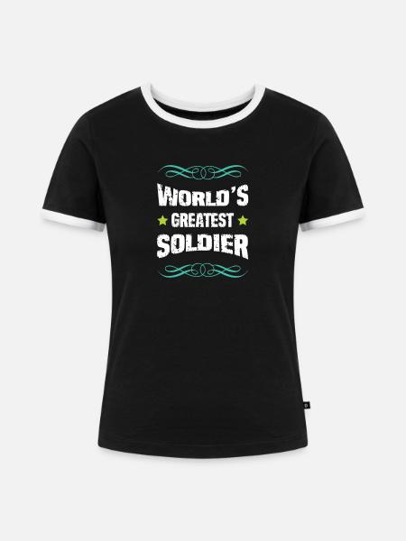 Weltbester Soldat - Frauen Kontrast-T-Shirt - Schwarz/Weiß