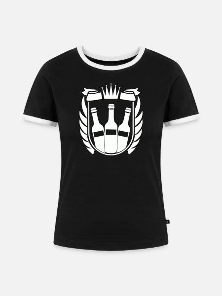 Bier Wappen - Frauen Kontrast-T-Shirt - Schwarz/Weiß