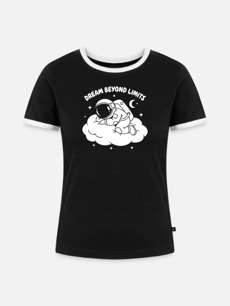 Träumender Astronaut - Frauen Kontrast-T-Shirt - Schwarz/Weiß