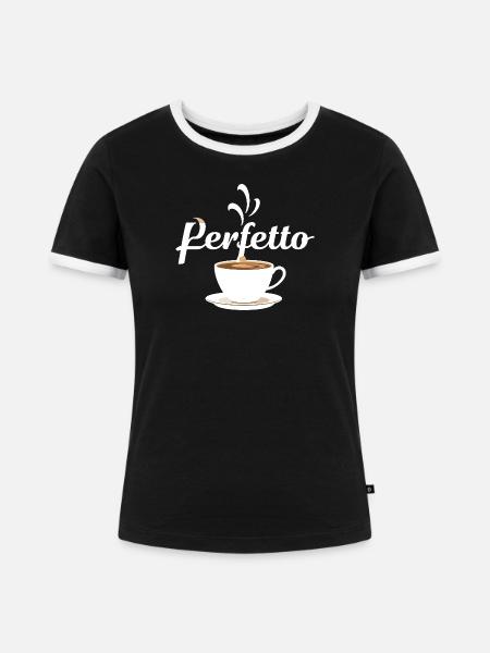 Perfetto Kaffeetasse Design - Frauen Kontrast-T-Shirt - Schwarz/Weiß