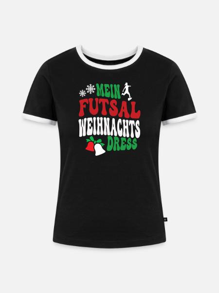 Weihnachten Futsal Spielerin Futsalspielerin - Frauen Kontrast-T-Shirt - Schwarz/Weiß