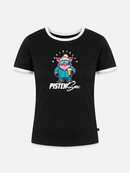 Pisten Sau Skibrille Apres Ski - Frauen Kontrast-T-Shirt - Schwarz/Weiß
