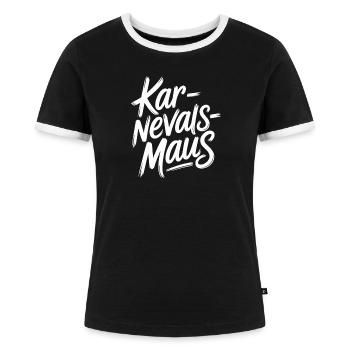 Karnevalsmaus Karneval Köln Kölner Karnevals Maus - Frauen Kontrast-T-Shirt - Schwarz/Weiß - Vorne - Selfina (174cm)