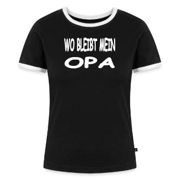 Opa - Frauen Kontrast-T-Shirt - Schwarz/Weiß - Vorne - Selfina (174cm)