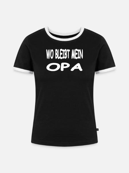 Opa - Frauen Kontrast-T-Shirt - Schwarz/Weiß