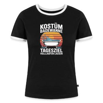  Kostüm Badewanne Tagesziel Volllaufen Lassen - Frauen Kontrast-T-Shirt - Schwarz/Weiß - Vorne - Selfina (174cm)