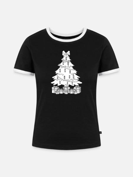 Harmonica Musican Christmas Tree Harmonica - Frauen Kontrast-T-Shirt - Schwarz/Weiß