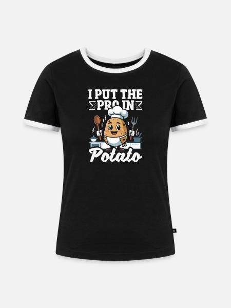 Taters Over Haters Kartoffel - Frauen Kontrast-T-Shirt - Schwarz/Weiß