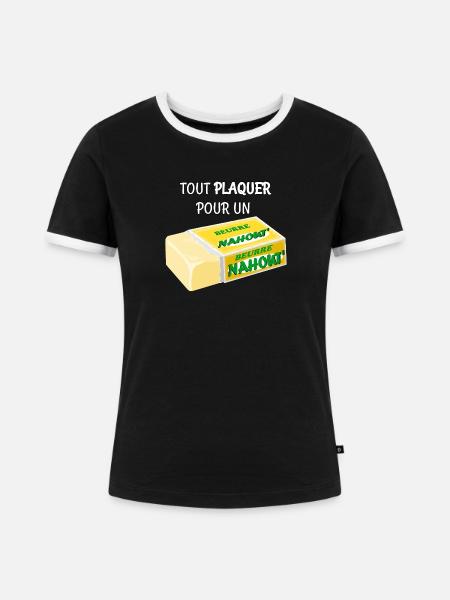 Nahout-Butter - Frauen Kontrast-T-Shirt - Schwarz/Weiß