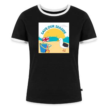 Rettet unsere Küstenillustration - Frauen Kontrast-T-Shirt - Schwarz/Weiß - Vorne - Selfina (174cm)