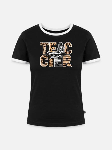 Computer Science Lehrer Tiermuster Stil - Frauen Kontrast-T-Shirt - Schwarz/Weiß
