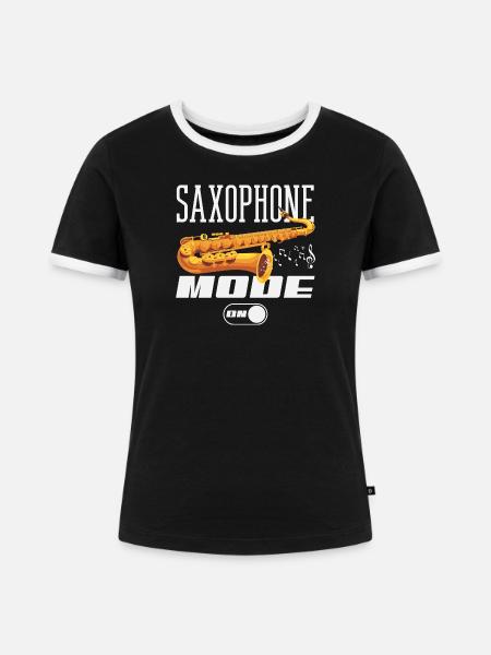 Saxofon - Frauen Kontrast-T-Shirt - Schwarz/Weiß