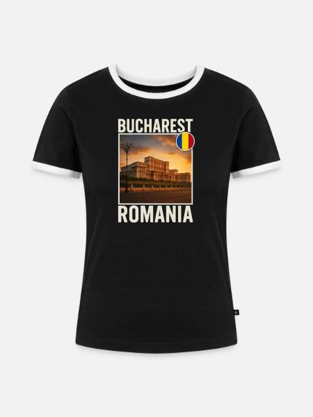 Rumänien Bukarest - Frauen Kontrast-T-Shirt - Schwarz/Weiß