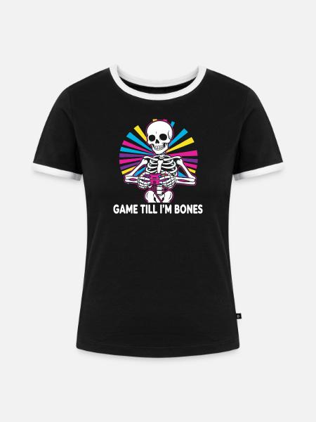 Game Till Bones Skeleton Controller - Frauen Kontrast-T-Shirt - Schwarz/Weiß