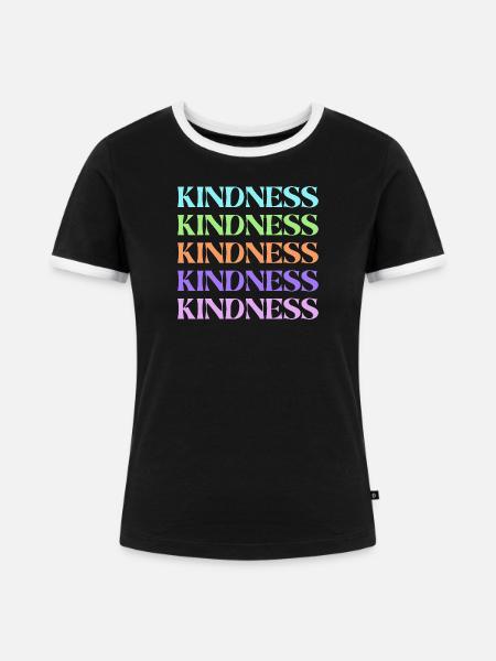 Freundlichkeit Regenbogen gestapelter Text - Frauen Kontrast-T-Shirt - Schwarz/Weiß