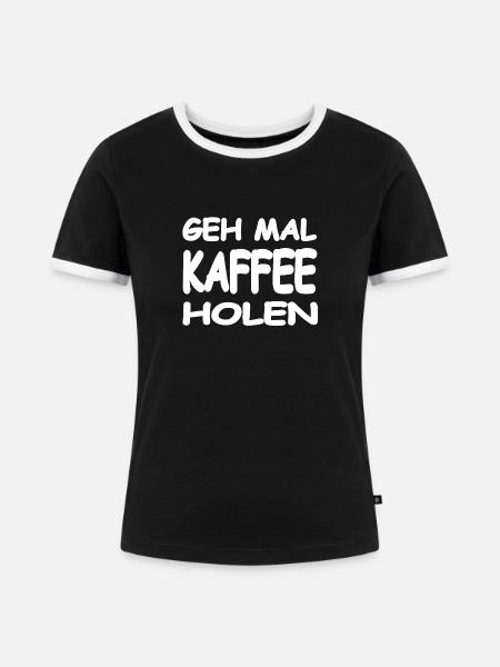 Kaffee - Frauen Kontrast-T-Shirt - Schwarz/Weiß