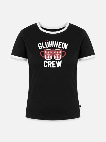 Glühwein Crew Frohe Weihnachten Weihnachtsmarkt - Frauen Kontrast-T-Shirt - Schwarz/Weiß