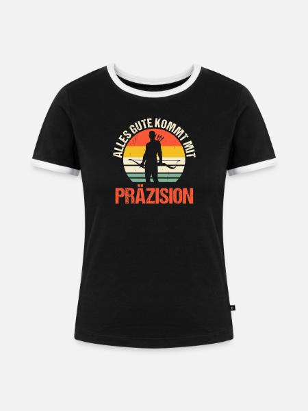 Bogenschütze Bogensport Bogenschießen - Frauen Kontrast-T-Shirt - Schwarz/Weiß
