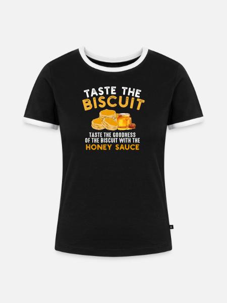 Probieren Sie die Biscuit-Honigsauce - Frauen Kontrast-T-Shirt - Schwarz/Weiß