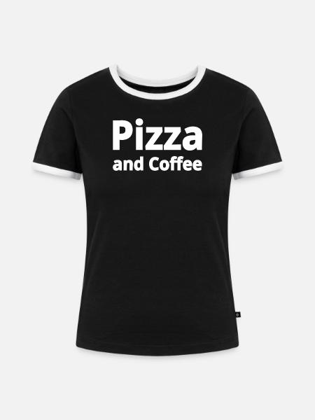 Pizza - Frauen Kontrast-T-Shirt - Schwarz/Weiß