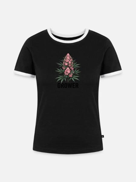 Cannabis-Anbauer-Kaugummi - Frauen Kontrast-T-Shirt - Schwarz/Weiß